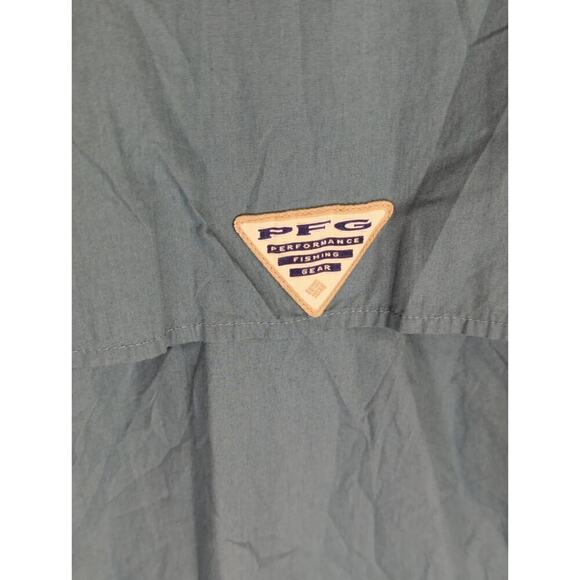 Columbia PFG Men's Solid Cotton Short Sleeve Button Down Shirt Blue Size Large - Picture 5 of 8
